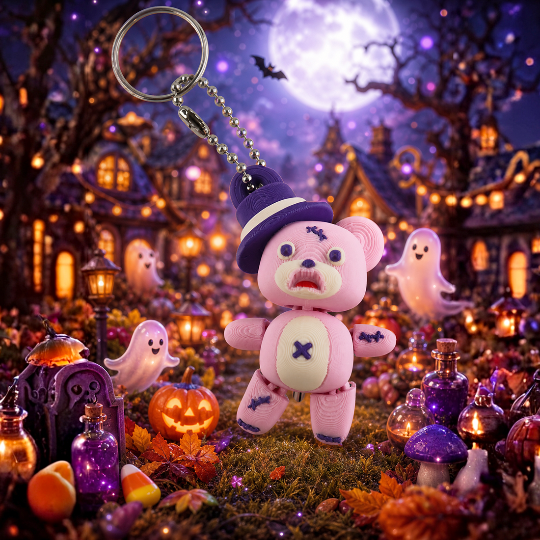 D-pink-bear جاکلیدی خرس هالووینی جیبی تویز - Image 1