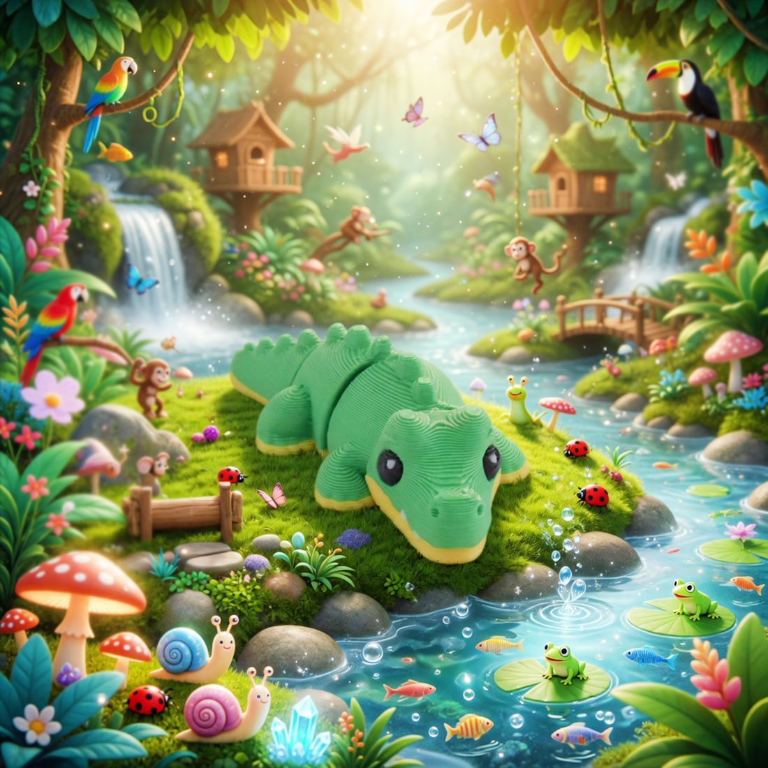 Aligator بندانگشتی تمساح سبز جیبی تویز